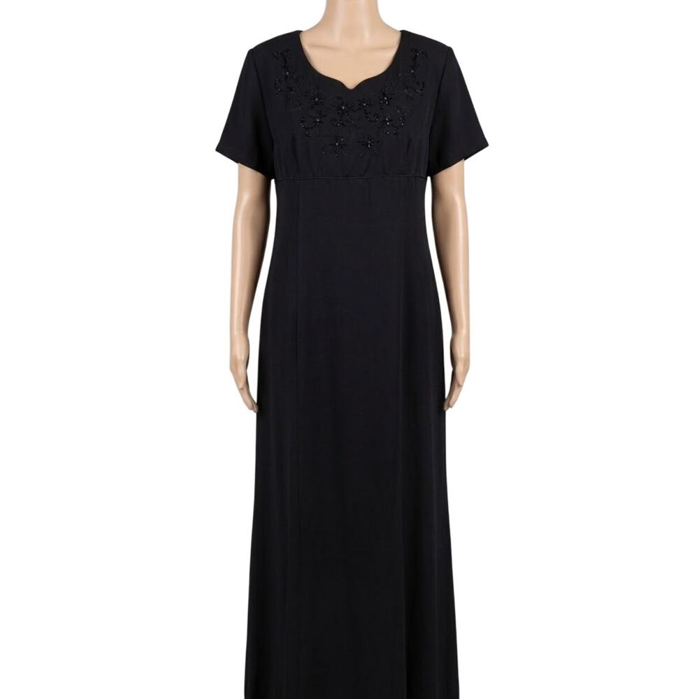 Vintage Dress 3XL Black Beaded Evening Cocktail Glam Old Hollywood Made in USA